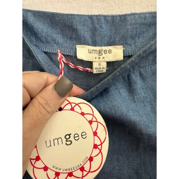 NWT Umgee Denim Boho Top S Peasant Cowgirl Beach - Picture 7 of 8